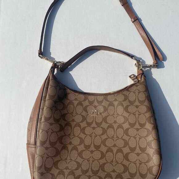 Coach Brown Signature Coated Canvas and Leather Harley Hobo - Picture 15 of 16